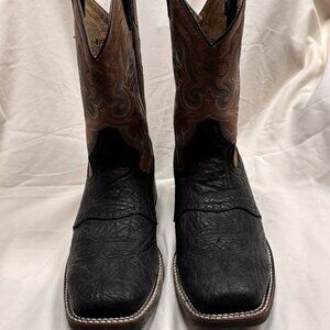 Double H Brown & Black Leather Square Toe Western Boots - Men’s 11 D
